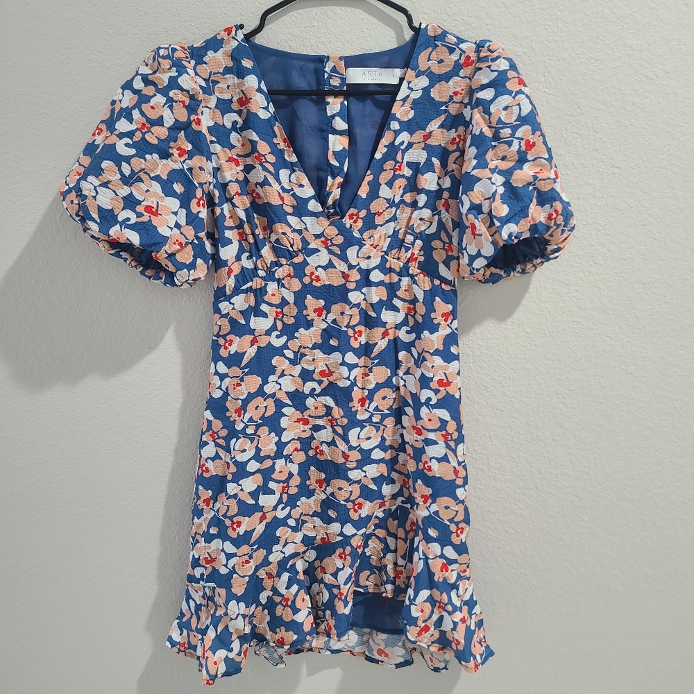 Astr Blue Floral Dress